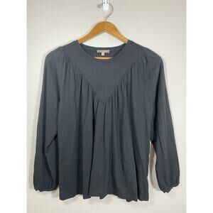 LILLA P‎ Top Womens SMALL Black Yoke Front Bracelet Cuff Long Sleeve Shirt $118